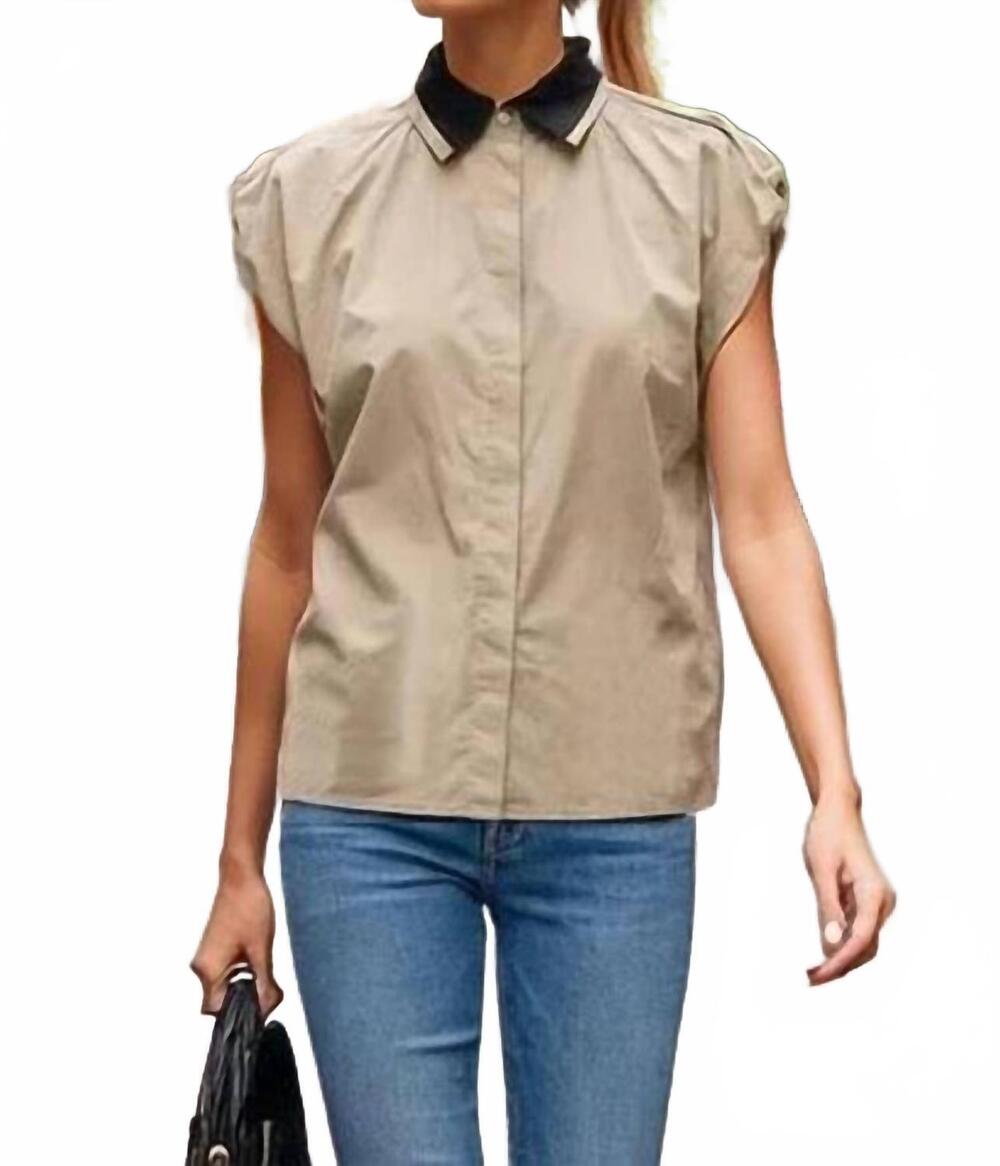 NEW VAVA detachable collar blouse in khaki